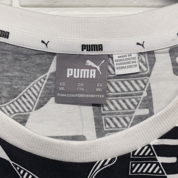 Puma Power All Over Print Graphic Tee Logo Black White T Shirt Men 2XL NWT - Picture 4 of 11